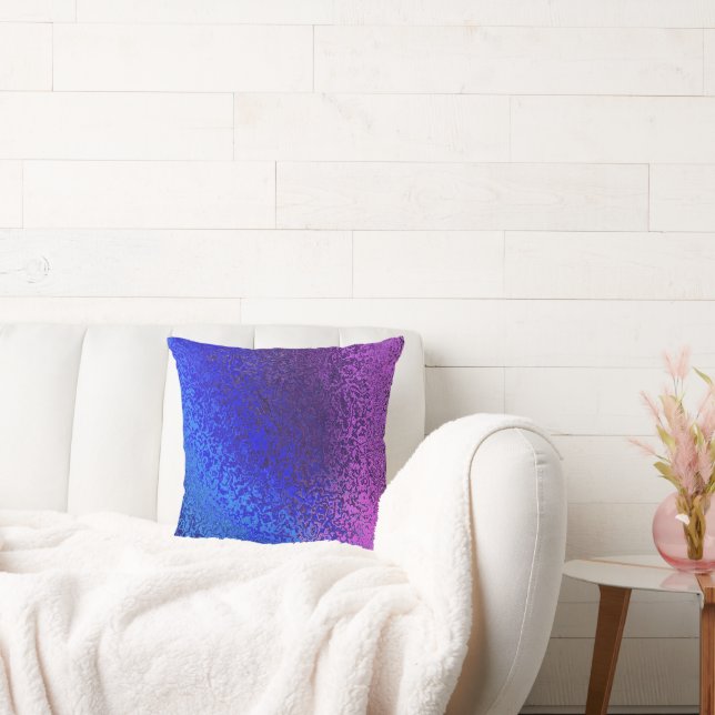 Shades of Blue and Paars Pattern Pillow Kussen (Bank)