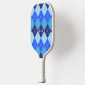 Shades of Blue Argyle Sporty Preppy Pickleball Paddle (Links)