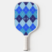 Shades of Blue Argyle Sporty Preppy Pickleball Paddle (Achterkant)