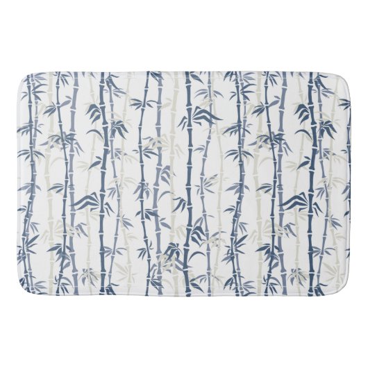 Shades of Blue Bamboo Pattern Bathmat Badmat (Voorkant)