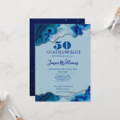 Shades of Blue Birthday Invitation Kaart (Voorkant / Achterkant in situ)