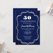 Shades of Blue Birthday Invitation Kaart (Voorkant / Achterkant in situ)