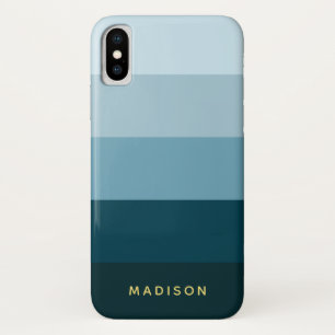 Shades of Blue Chic Wide Stripes iPhone X Hoesje