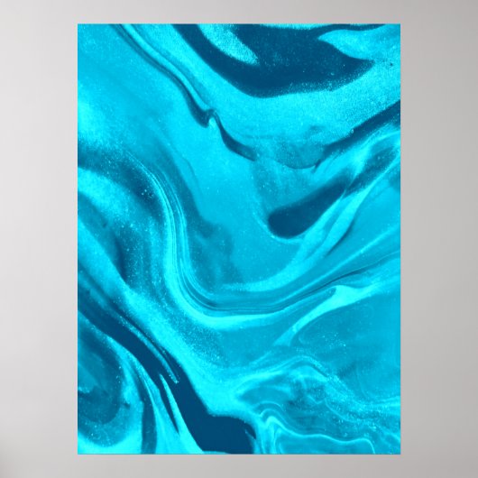 Shades of Blue Colorful Marble Poster (Voorkant)