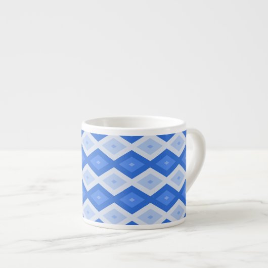 Shades of blue diamond pattern espresso kop (Voorkant rechts)