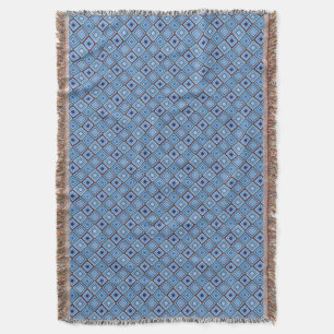 Shades of Blue Diamond Patterned Throw Blanket Deken