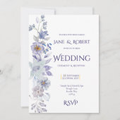 Shades of blue, Floral wedding Invitation (Devant)