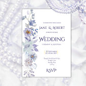 Shades of blue, Floral wedding Invitation