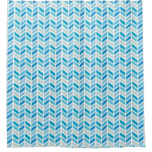 Shades of Blue Herringbone Pattern Design Douchegordijn