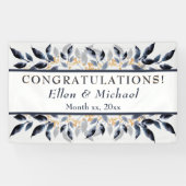 Shades of Blue Leaves met Gold, Wedding Banner (Horizontaal)