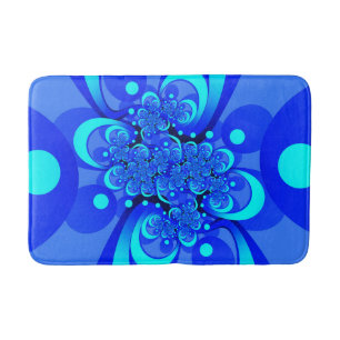 Shades of Blue Modern Abstract Fractal Art Badmat