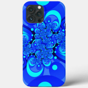 Shades of Blue Modern Abstract Fractal Art iPhone 13 Pro Max Hoesje