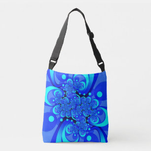 Shades of Blue Modern Abstract Fractal Art Crossbody Tas