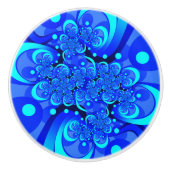 Shades of Blue Modern Abstract Fractal Art Keramische Knop (Voorkant)