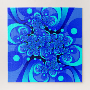 Shades of Blue Modern Abstract Fractal Art Legpuzzel