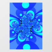 Shades of Blue Modern Abstract Fractal Art Raamsticker (Vel)