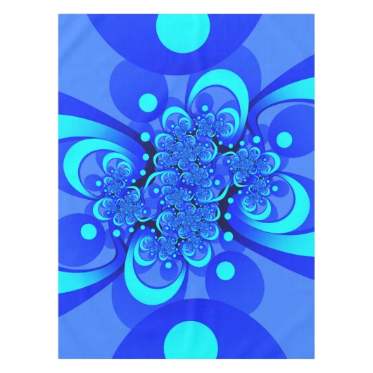 Shades of Blue Modern Abstract Fractal Art Tafelkleed (Voorkant)