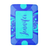 Shades of Blue Moderne Abstracte Fractal Art Naam Badmat (Voorkant Verticaal)