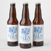 Shades of Blue of Elegant Tree Design Bier Etiket (Flessen)