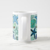 Shades of Blue Seashells and Starfish Pattern Jumbo Beker (Achterkant)