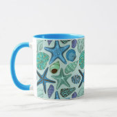 Shades of Blue Seashells and Starfish Pattern Mok (Links)