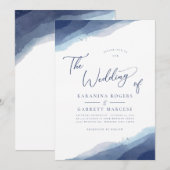 Shades of Blue Soft Waterverven Wedding Kaart (Voorkant / Achterkant)