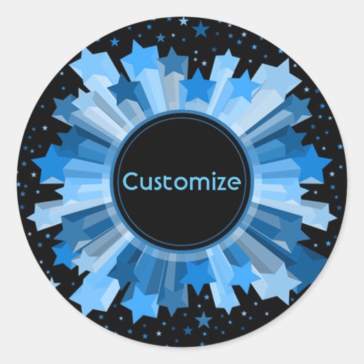 Shades of Blue Starburst Stickers (Voorkant)