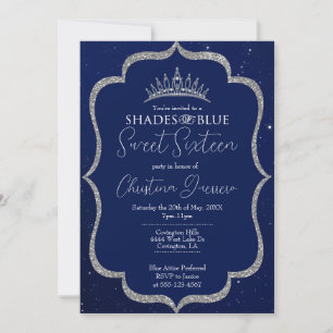 Shades of Blue Sweet 16 Birthday Invitation Kaart