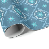 Shades of Blue Tree Snowflakes Pattern Cadeaupapier (Rol Hoek)