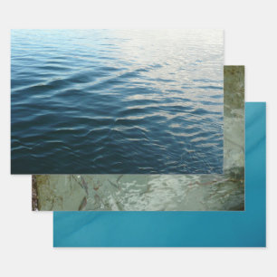Shades of Blue Water Abstract Natuur Fotografie Inpakpapier Vel