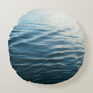 Shades of Blue Water Abstract Natuur Fotografie Rond Kussen