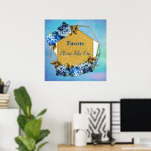 Shades of Blue Waterverf Hydrangeas Favors Poster (Thuiskantoor)