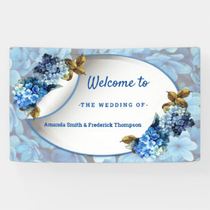 Shades of Blue Waterverf Hydrangeas Spandoek