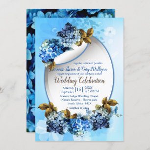 Shades of Blue Waterverf Hydrangeas Wedding Kaart