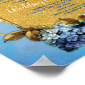 Shades of Blue Waterverf Hydrangeas Wedding Poster (Hoek)