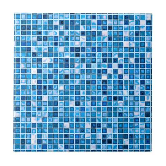 Shades of Blue 'Watery' Mosaic Tiles Pattern Tegeltje (Voorkant)