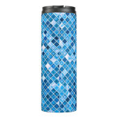 Shades of Blue 'Watery' Mosaic Tiles Pattern Thermosbeker (Achterkant)