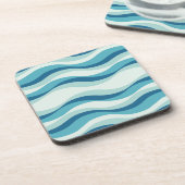 Shades of Blue Waves Pattern Bier Onderzetter (Linkerzijde)