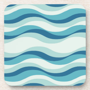 Shades of Blue Waves Pattern Bier Onderzetter
