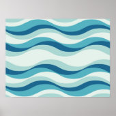 Shades of Blue Waves Pattern Poster (Voorkant)