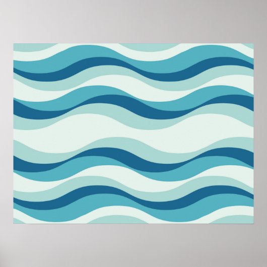 Shades of Blue Waves Pattern Poster (Voorkant)
