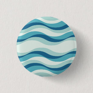 Shades of Blue Waves Pattern Ronde Button 3,2 Cm