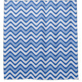 Shades of Blue Wavy Lines Pattern Douchegordijn (Voorkant)