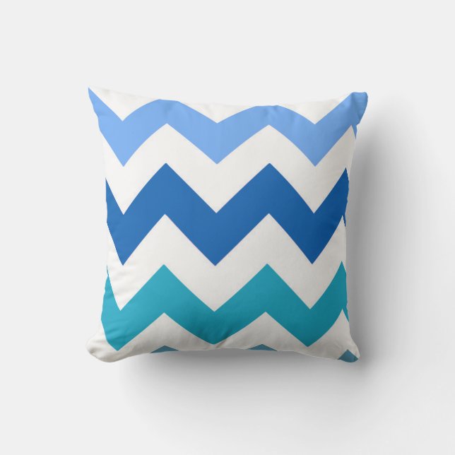 Shades of Blue Zig Zag Chevron Pillow Kussen (Voorkant)