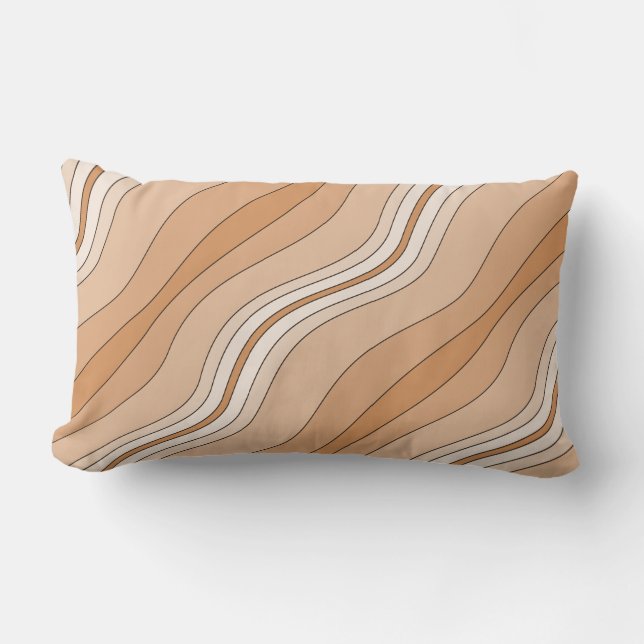 Shades of Brown Striped Wave Repat Pattern Kussen (Voorkant)