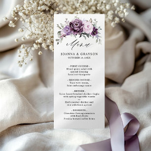 Shades of Dusty Paars Blooms Moody Floral Wedding Menu