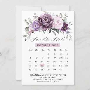 Shades of Dusty Paars Blooms Moody Floral Wedding Save The Date