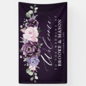 Shades of Dusty Paars Floral Wedding Welcome Spandoek (Verticaal)