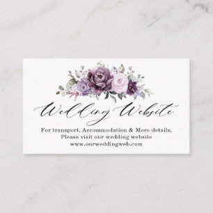 Shades of Dusty Paarse Bloom Moody Wedding Website Informatiekaartje