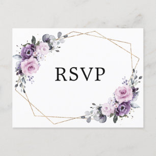 Shades of Dusty Paarse Blooms Geometric RSVP Briefkaart